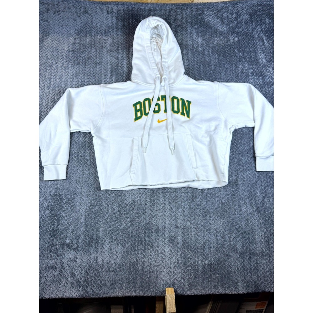 Boston Celtics Cropped Hoodie Women Small White Nike Basketball NBA Jayson Tatum